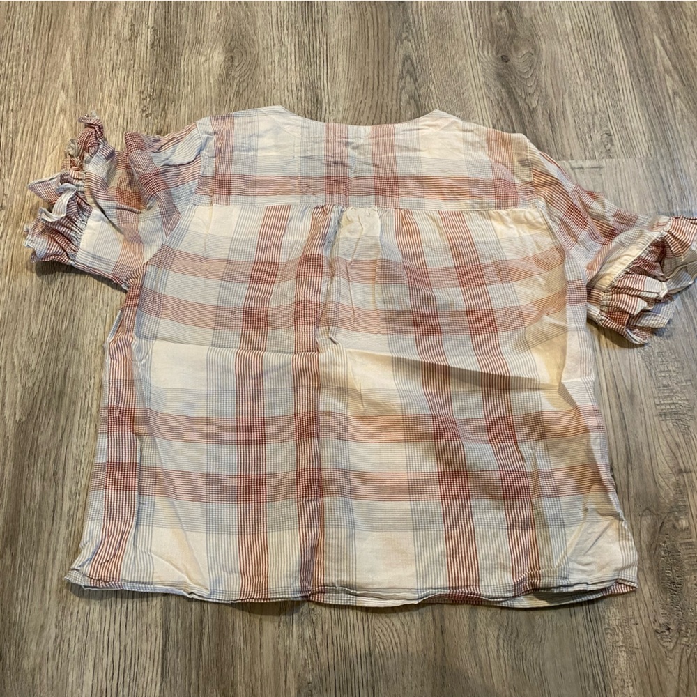 Madewell Medium Plaid Crop Top Red Women’s  Size M - Picture 2 of 5